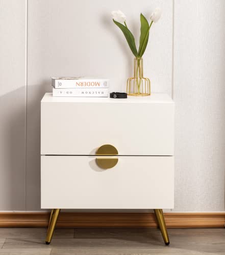 HOME360 Modern Nightstand End Table, 2 Drawer Accent Side Table, Bedside Table, White (1PC) HOME360 Modern Nightstand End Table, 2 Drawer Accent Side Table, Bedside Table, White (1PC)