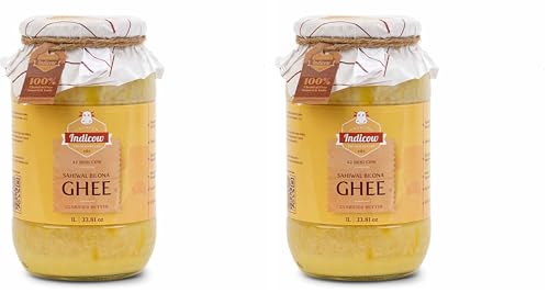 Image of Indicow Organic Dairy Foods Pure Authentic A2 Ghee (1000ml(1ltr), Sahiwal) (Pack of 2)