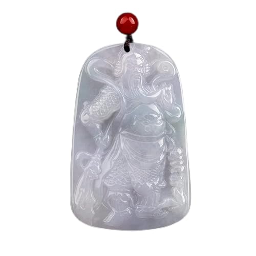 Collier Feng Shui de qualité supérieure en jade naturelle sculptée Guan Yu