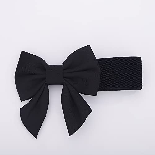 Wiwpar Woman Italian Obi belt Stretchy Cinch Bowknot Wide Belt for Girls Lady Stretchy Bow Belt for Christmas Party Halloween Women Dresses (Black)3