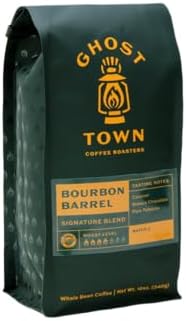 Ghost Town Coffee Roasters "Bourbon Barrel Conditioned Blend" Medium Roasted Whole Bean Coffee - 12 Ounce Bag