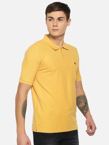 Image of Dollar Men's Pack of 1 Solid Cotton Blend Polo Neck T-Shirt