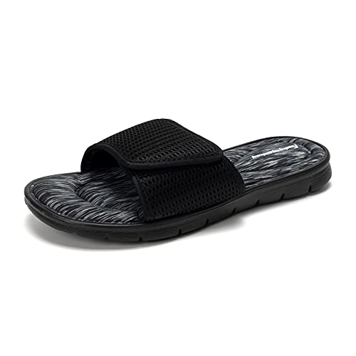 FUNKYMONKEY Memory Foam Sandals for Men, Outdoor Adjustable Comfort Graphic Strap Slide Sandals