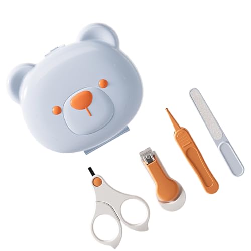 1 juego de herramientas esenciales de aseo para recién nacidos con cortaúñas, tijeras y caja de almacenamiento de viaje para el cuidado de las uñas de los bebés, juego de manicura infantil