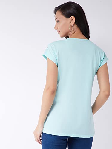 Image of Modeve Women Printed Cotton Blend Half Sleeve Round Neck T-Shirt for Summer