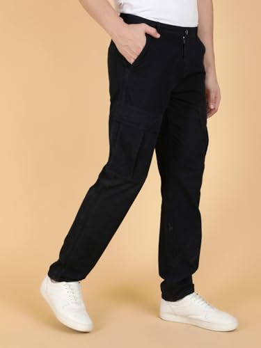 Image of KOTTY Men's Streetwear Style Utility Cargo Pants with Drawstring Waist and Flap Pockets