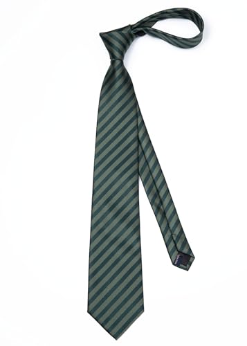 Image of Enlision Ties for Men Plaid Stripe Tie Handkerchief Woven Classic Formal Necktie Pocket Square Clip Set