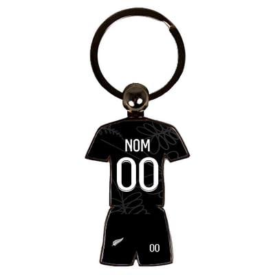 Porte Clé Rugby All Blacks CDM 2023 Maillot Domicile Personnalisable avec Nom et Numéro