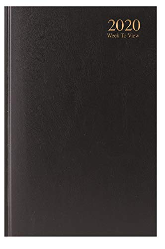 2020 A5 Week to View Diary - WTV A5 Planner Hardback Cover Casebound Black