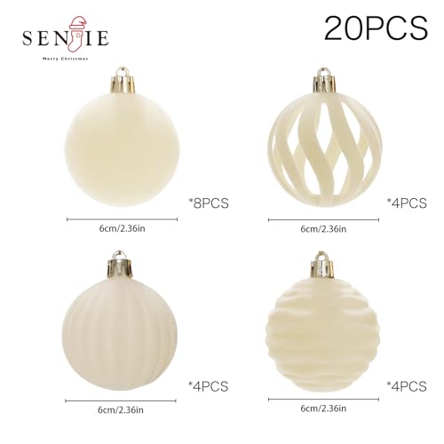 Image of Senjie 20pcs Christmas Tree Ornaments Velvet Balls, Flocked Decoration Balls Ornaments Sets for Christmas 2026 Navy Blue