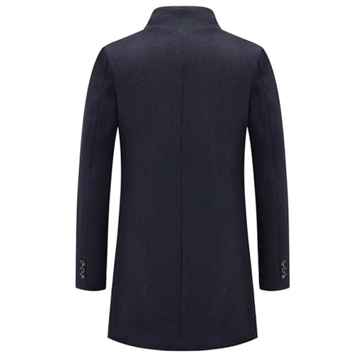 Men's Autumn Winter Warm British Style Stand Collar Trench Coat Business Casual Wool Blend Overcoat2