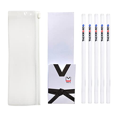 Lápices Taekwondo TAE-S HB con estuche PVC blanco, pack 5 miniatura 2