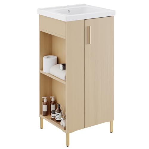 phiestina 16 Inch Freestanding Small Bathroom Vanity,