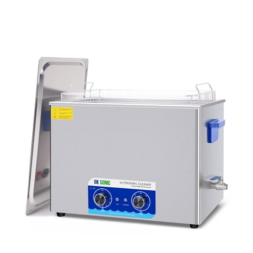 DK SONIC Ultrasonic Cleaner with Heater,Timer and Basket for Lab Tools, Metal Parts, Carburetor, Fuel Injector, Brass, Auto Parts, Engine Parts(33L, 110V)
