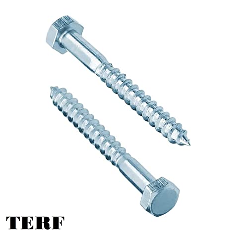TERF® M8 X 100mm Coach Screws Hex Head M8 (8mm) X 100mm Wood Masonry Brick Concrete Wall Fixing Lag Screw Bolts for Aerial Satellite Dish TV Bracket Fence Shelves Mounting Decking - Pack of 10