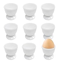 9 Stück Eierbecher set, Runde Eierbecher 4,7 x 4,8 cm/1,85 x 1,89 Zoll, Ostergeschirr aus Hochwertiger Kunststoff für Camping, Zu Hause, für das Frühstücksei Beim Brunch & Buffet(Weiß)
