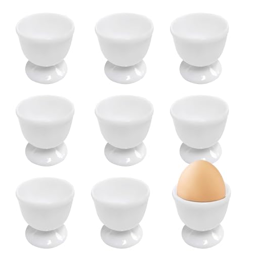 9 Stück Eierbecher set, Runde Eierbecher 4,7 x 4,8 cm/1,85 x 1,89 Zoll, Ostergeschirr aus Hochwertiger Kunststoff für Camping, Zu Hause, für das Frühstücksei Beim Brunch & Buffet(Weiß)