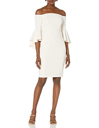 Calvin Klein Women's Off Shoulder Ruffle Sleeve Sheath Dress