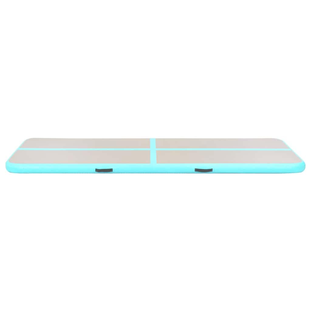 Aufblasbare Gymnastikmatte mit Pumpe 300x100x10 cm PVC Grün rutschfest gepolstert faltbar Trainingsmatte für Pilates Yoga Workout und Sportübungen