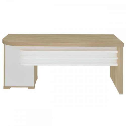 Mesa Tamburato Com Gavetas Lado Direito Artany Cor Carvalho Com Branco