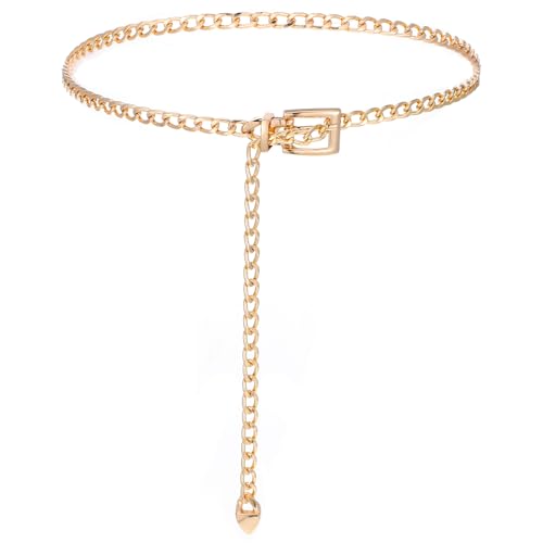 Chain Belt for Women Metal Waist Chain Gold Adjustable Chains Belt Fashion Multilayer Chains Belts for Jeans Dresses Sweater