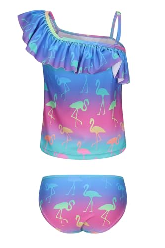 Image of Girls Two Piece Swimsuits Hawaiian Ruffle Tankini Swimwear Bathing Suit Set