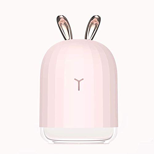 Mini Portable Desk Humidifier - Cute Rabbit USB Cool Mist Air Humidifier with Night Light for Bedroom Office Desktop Car Travel