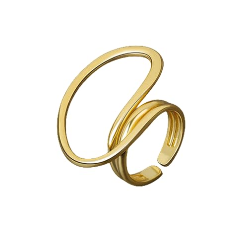 Anneau de déclaration en couches solides bague ajustable ronde irrégulière