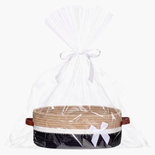Colingmill Large Woven Gift Basket Empty with Wrap Set, Black