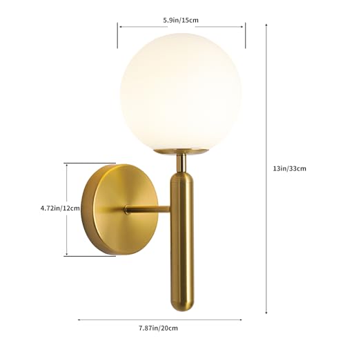 Wall Sconces Milk Glass Wall Lamp Mid Century Modern Wall Light for Bedroom Bathroom Living Room Hallway, Indoor Hallway Wall Lights - Image 4
