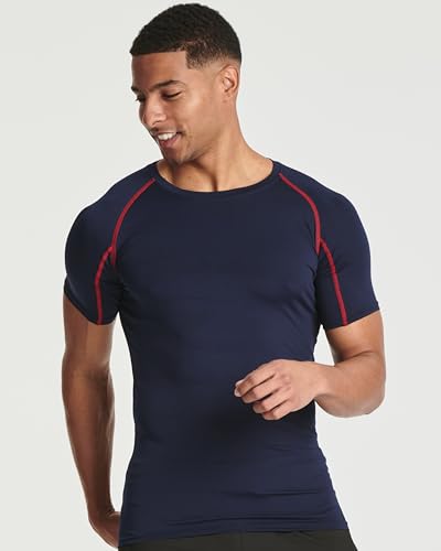 Real Essentials 4 Pack: Men's Short Sleeve Compression T-Shirt Base Layer Undershirt Athletic Top (Available in Big & Tall)