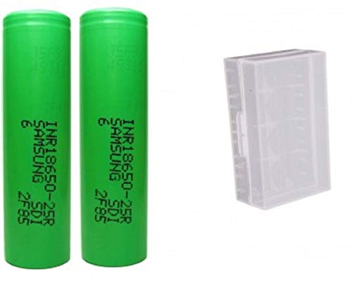 Carcasa de plástico con 2 pilas 100 % originales para Samsung INR18650-25R (2500 mAh)