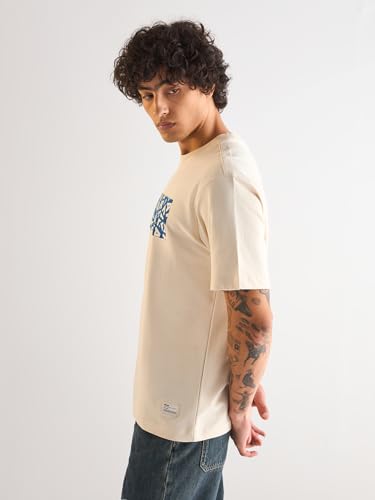 Image of THE BEAR HOUSE Men's Oversize Fit Blue Cotton Printed Polo