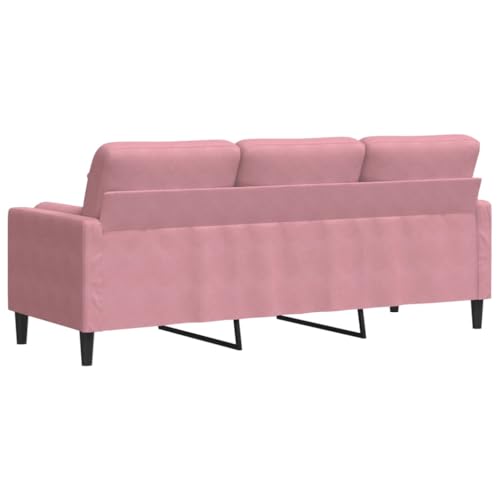Emmtore Sofa 3-Sitzer, Couch mit Zierkissen Armlehnen Metallgestell, Polstersofa für Wohnzimmer, Loungesofa Sitzmöbel Modern Samt Rosa,180 cm – Bild 7