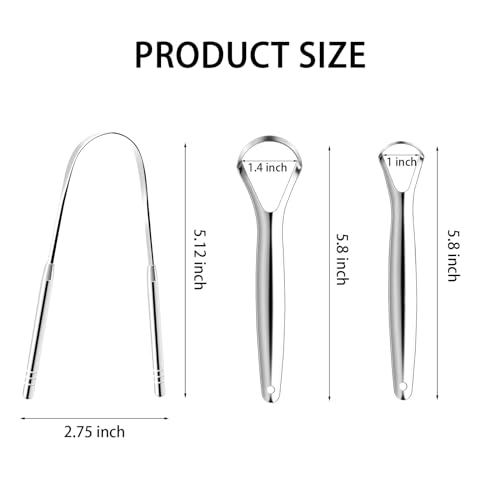 Image of 3 Pack Tongue Scraper,Stainless Steel Tongue Cleaners,Tongue Scraper for Adults, Reduce Bad Breath and Fresh Breath(Silver)