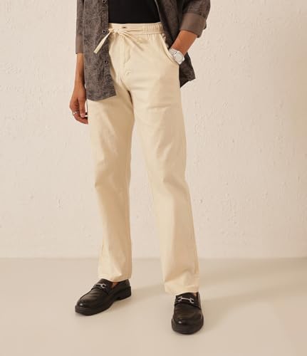 Image of Majestic Man Men's Premium Linen Blend Pants | Lightweight Fabric | Elastic Waist with Drawstring | Regular Fit | Side, Back Pockets | Perfect for Casual, Holidays & Travel