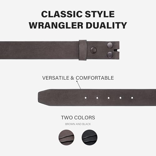 Wrangler Men's Leather Belt without Buckle, 38mm Casual Wait Belt Strap for Jeans, Gift for Men2