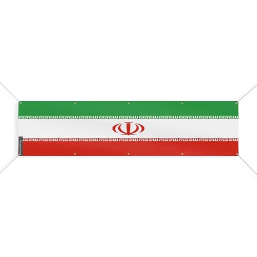 Drapeau de l'Iran 150x600cm avec 10 oeillets de fixation pour mât extérieur