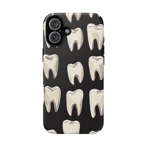 Coque iPhone 16 Plus motif dents blanches finition mate haute qualité