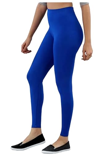 Image of H2 Women's Comfortable Cotton Blend Leggings - Ankle Length, Versatile (in, Alpha, S, Regular, Royale Blue)