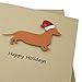 Smooth Dachshund Christmas Cards Custom | 25 Dog Colors | Choose Phrases | Single or Pack of 10 | Santa Hat Holiday Notecard