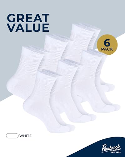 Image of Pembrook Knit Diabetic Socks for Men & Women - 6 Pairs, Wide Non Binding Neuropathy Socks for Women, Smooth Toe Seams
