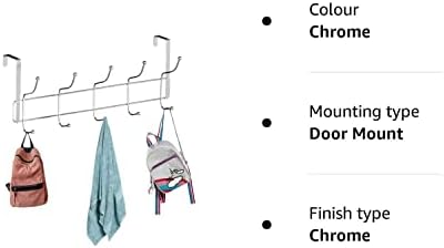 NIKAWA 10 Hooks Over The Door Chrome Hanger for Bags Towels Clothes Robes