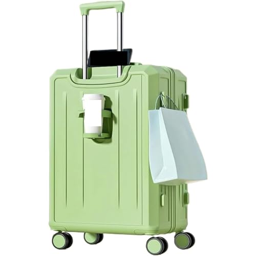 Hard Shell Suitcase Portable Travel Trolley Case Multifunctional Carry On Luggage with USB Charging Port and Cup Holder