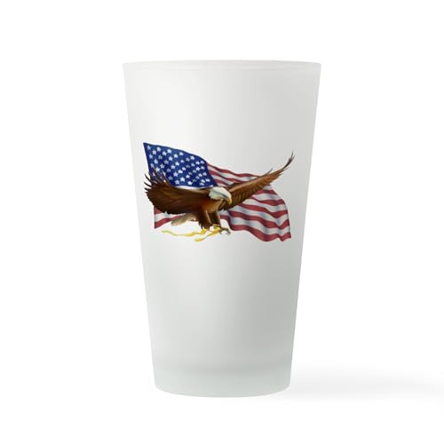 CafePress American Flag And Eagle Pint Glass, 16 oz. Drinking Glass