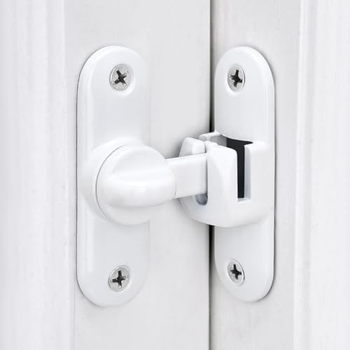Image of INIRET 6 Packs White Barn Door Latches,90 /180 Degree Gate Lock,Flip Gate Latches Hardware,Zinc Alloy Right Angle Door Lock Latch,Door Security Sliding Door Latch Lock for Cabinets,Bathroom