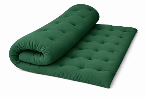 Image of ATOOTFUSION Soft Cotton Quilt | Foldable Light Weight Filled Single Firm Cotton Quilt Mattress| Gadda (Solid Coloured, 2 Sleeping Capacity, 5 x 6 ft or 72 x 60 Inches Queen) (Bottle Green)