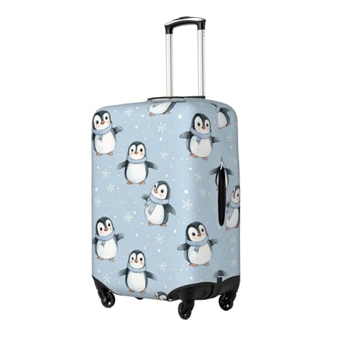 Cute Penguins Snowflake Luggage Cover Protector Elastic Washable Anti-Scratch Suitcase Covers With Zipper Closure For Luggage 18-32 Inch Large2