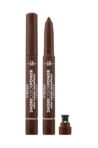 Deborah Milano - Ombretto 24 Ore Color Power Waterproof in Stick, 12 Brown, Texture No Transfer ad Alta Sfumabilità e Pigmentazione, Dona Intensità Long Lasting allo Sguardo, 3 gr