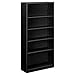 Alera BCM57135BL Steel Bookcase, 5-Shelf, 34.5-Inch w x 12.63-Inch d x 71-Inch h, Black